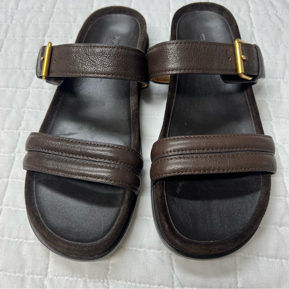 Madewell The Dara Double-Strap Slide Sandal in Dark Carob Brown Size 7.5 - Picture 8 of 12